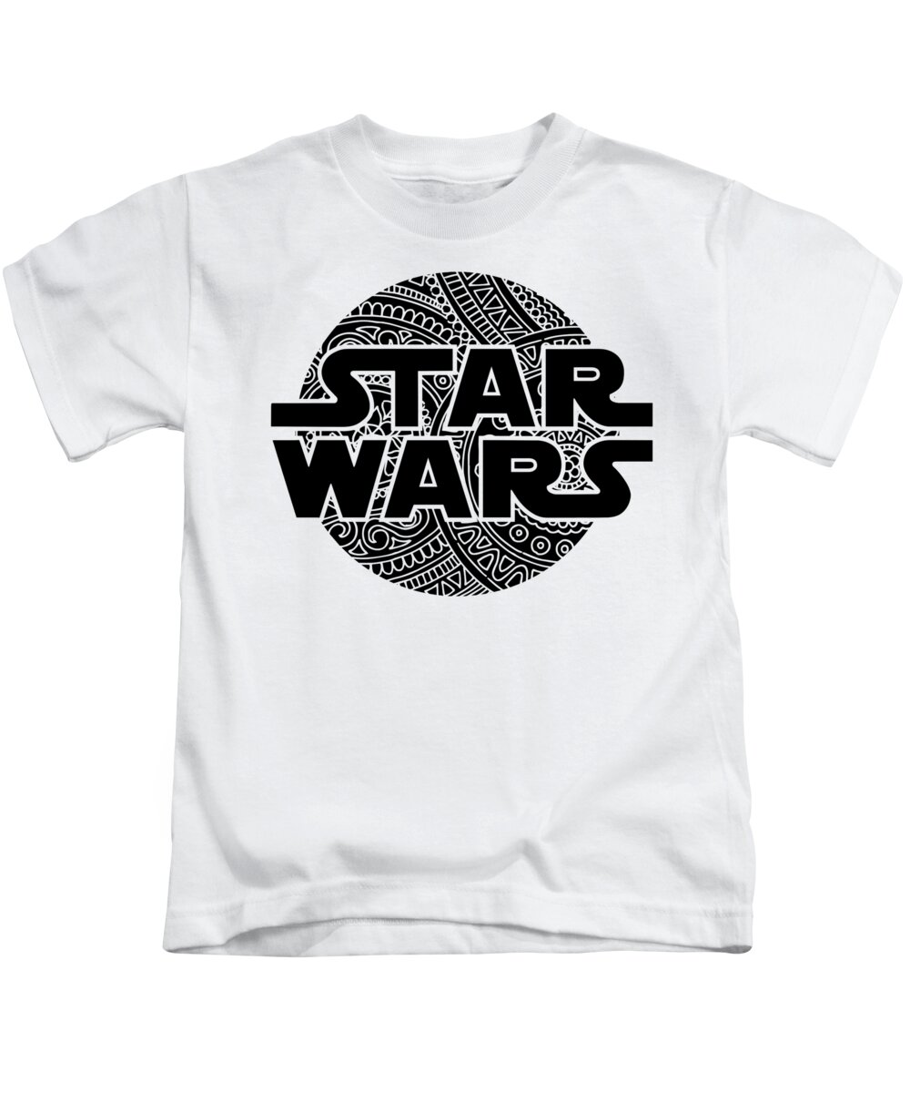 Star Wars Kids T-Shirt featuring the mixed media Star Wars Art - Logo - Black by Studio Grafiikka