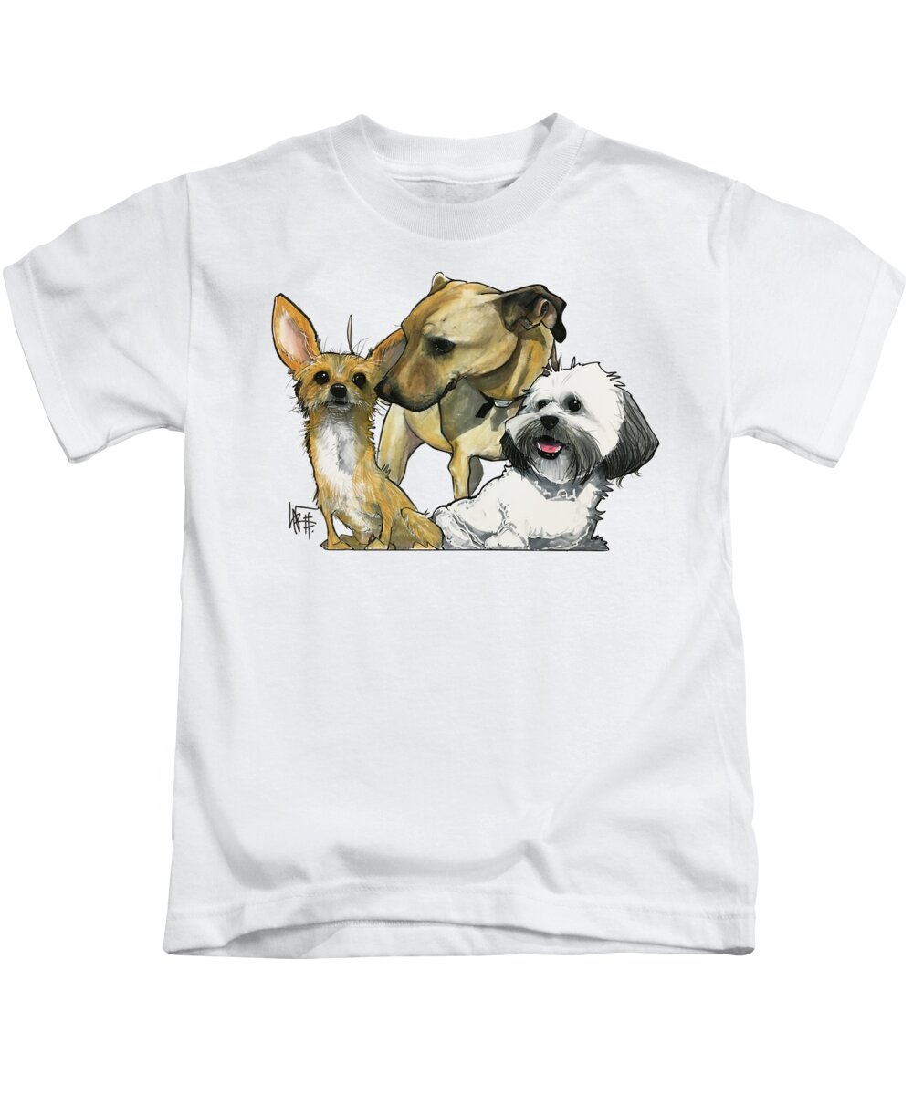 Pet Portrait Kids T-Shirt featuring the drawing Stoddard 7-1394 by Canine Caricatures By John LaFree