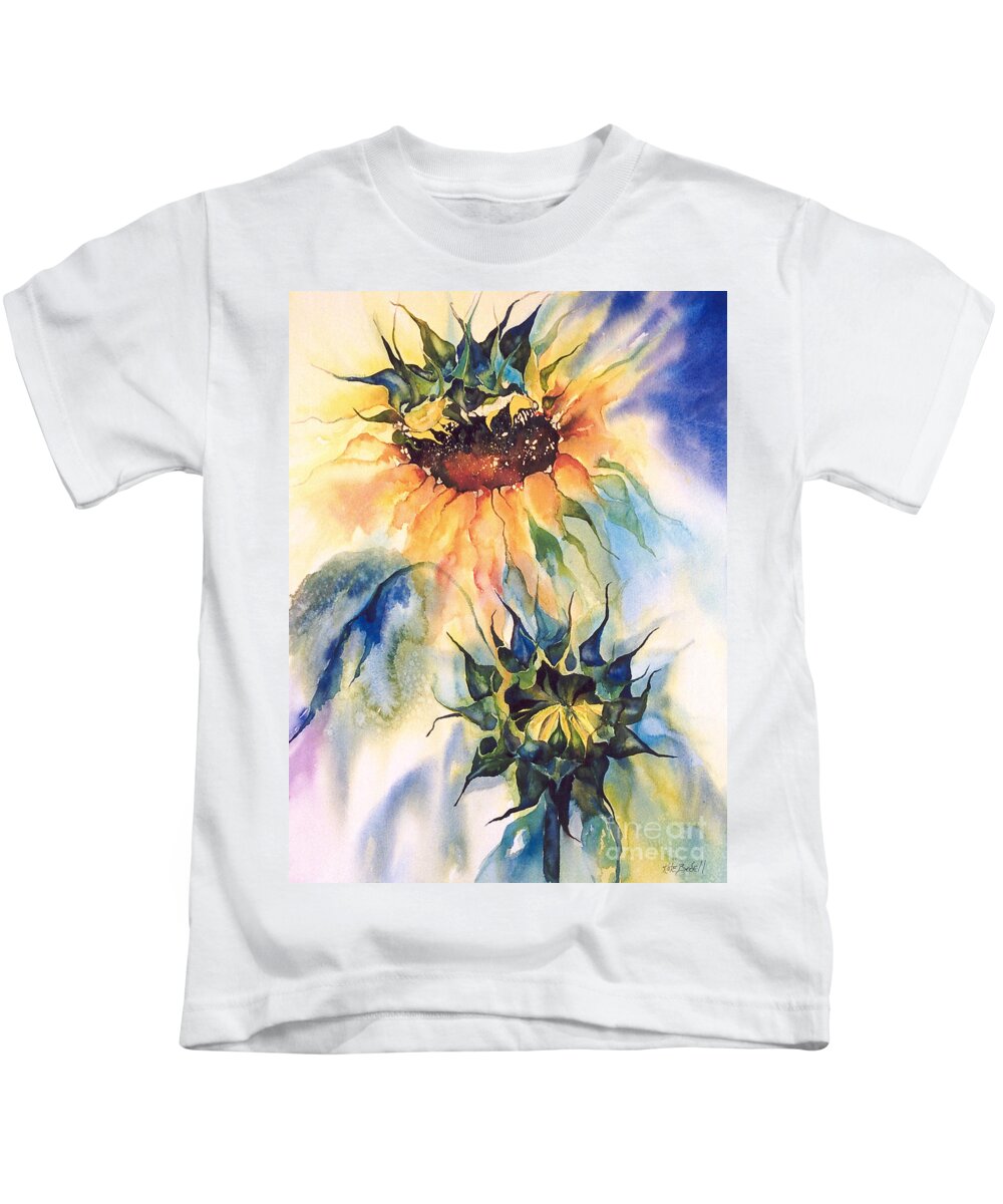 Sunflowers Kids T-Shirt featuring the painting Sun Burst by Kate Bedell