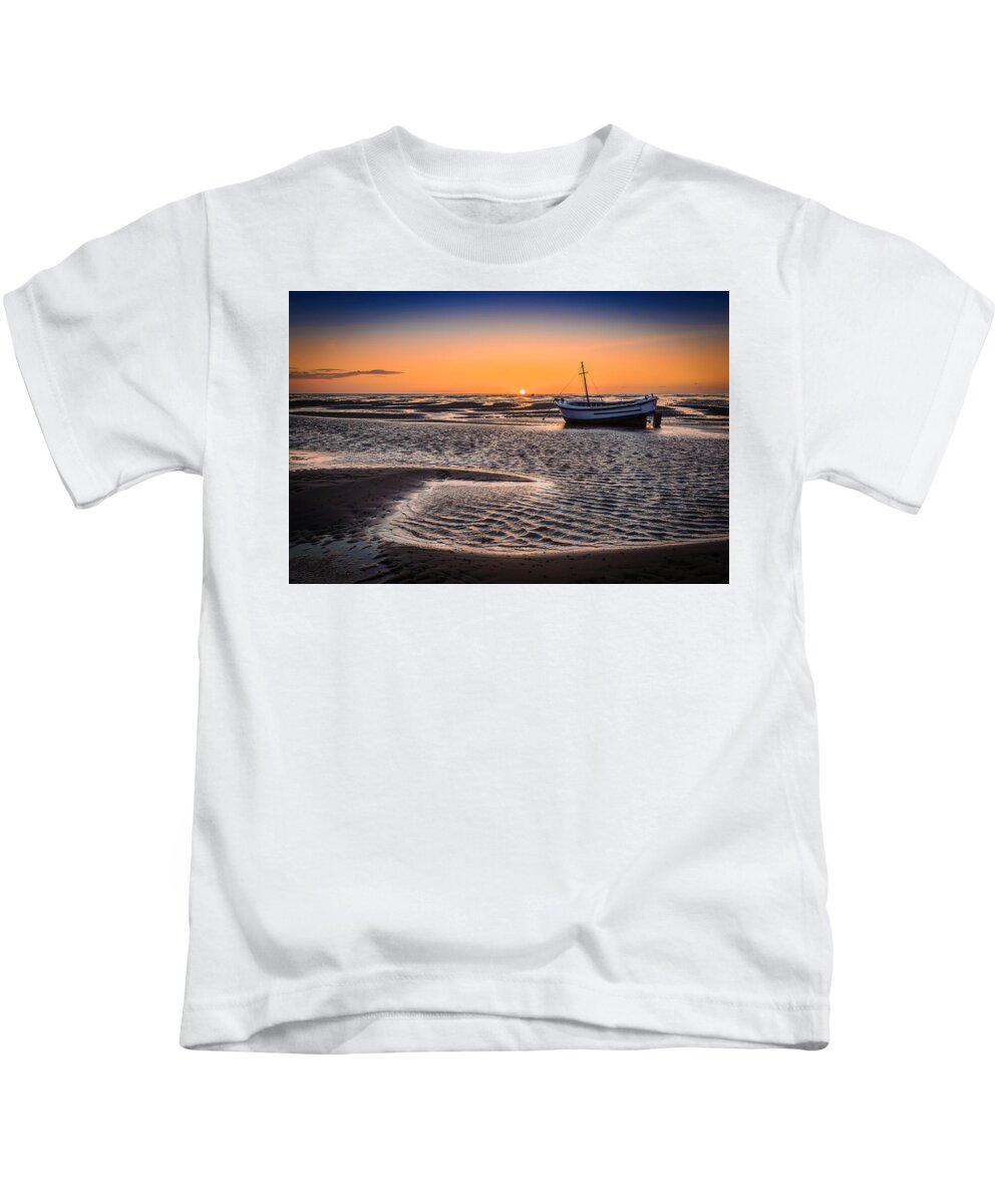 England Kids T-Shirt featuring the photograph Sunset, Meols Beach by Peter OReilly