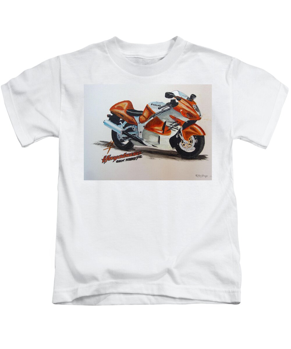 Suzuki Hayabusa Kids T-Shirt featuring the painting Suzuki Hayabusa by Richard Le Page
