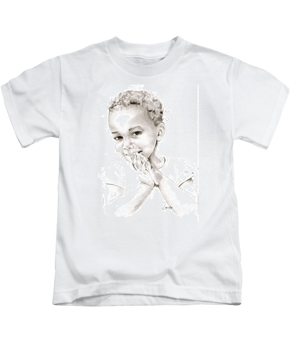 Little Girl Kids T-Shirt featuring the drawing Sweet Child by Janet Lavida