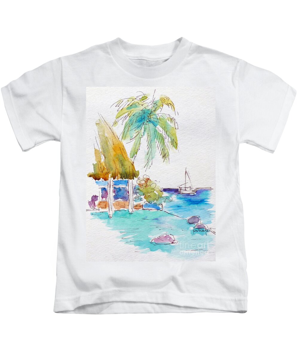 Impressionism Kids T-Shirt featuring the painting Tahiti Lotus Pool by Pat Katz