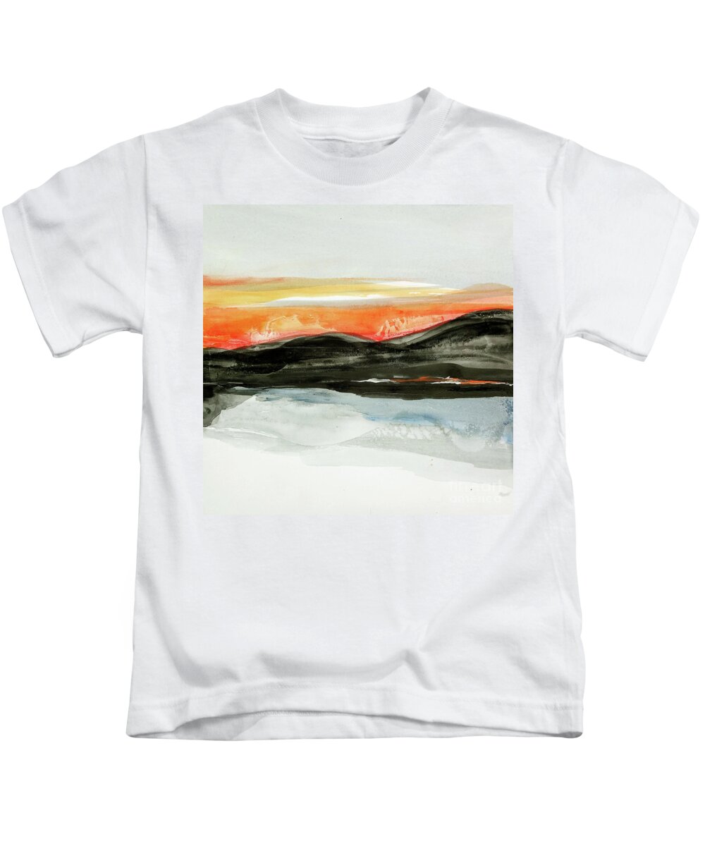 Original Watercolors Kids T-Shirt featuring the painting Taos Reflection by Chris Paschke