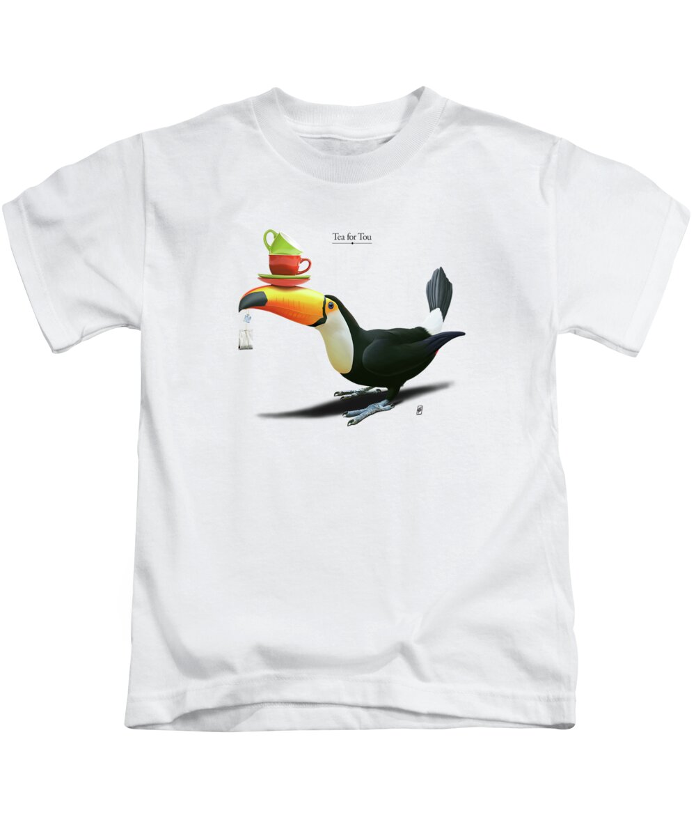 Toucan Kids T-Shirt featuring the digital art Tea for Tou by Rob Snow