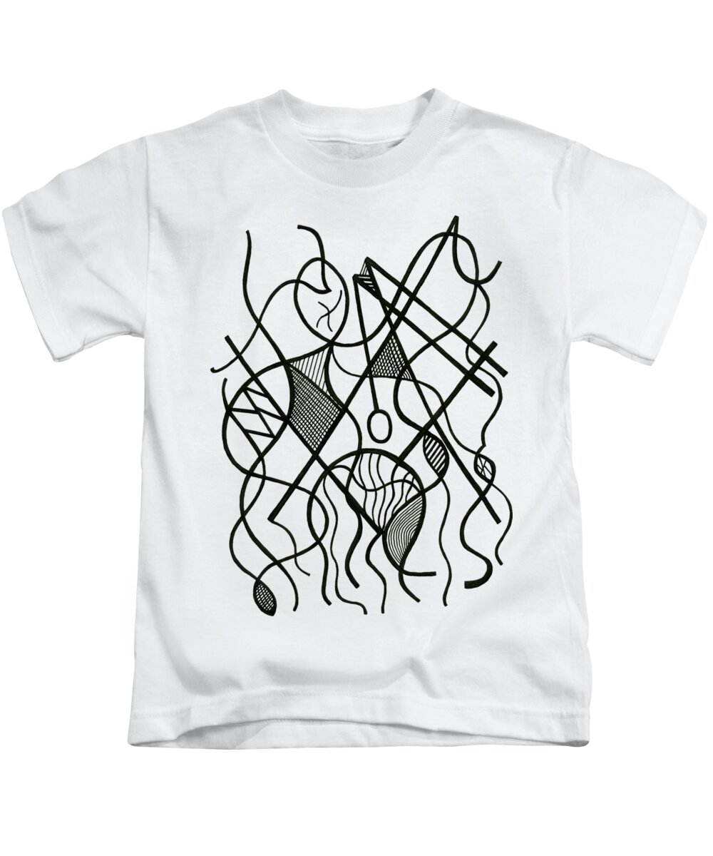 Modern Kids T-Shirt featuring the drawing Tennis Anyone? by Rachel Knight