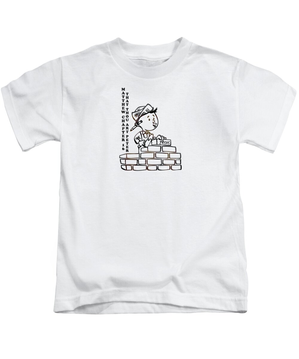 Jesus Kids T-Shirt featuring the digital art That thou art Peter Matthew chapter 16 by Payet Emmanuel