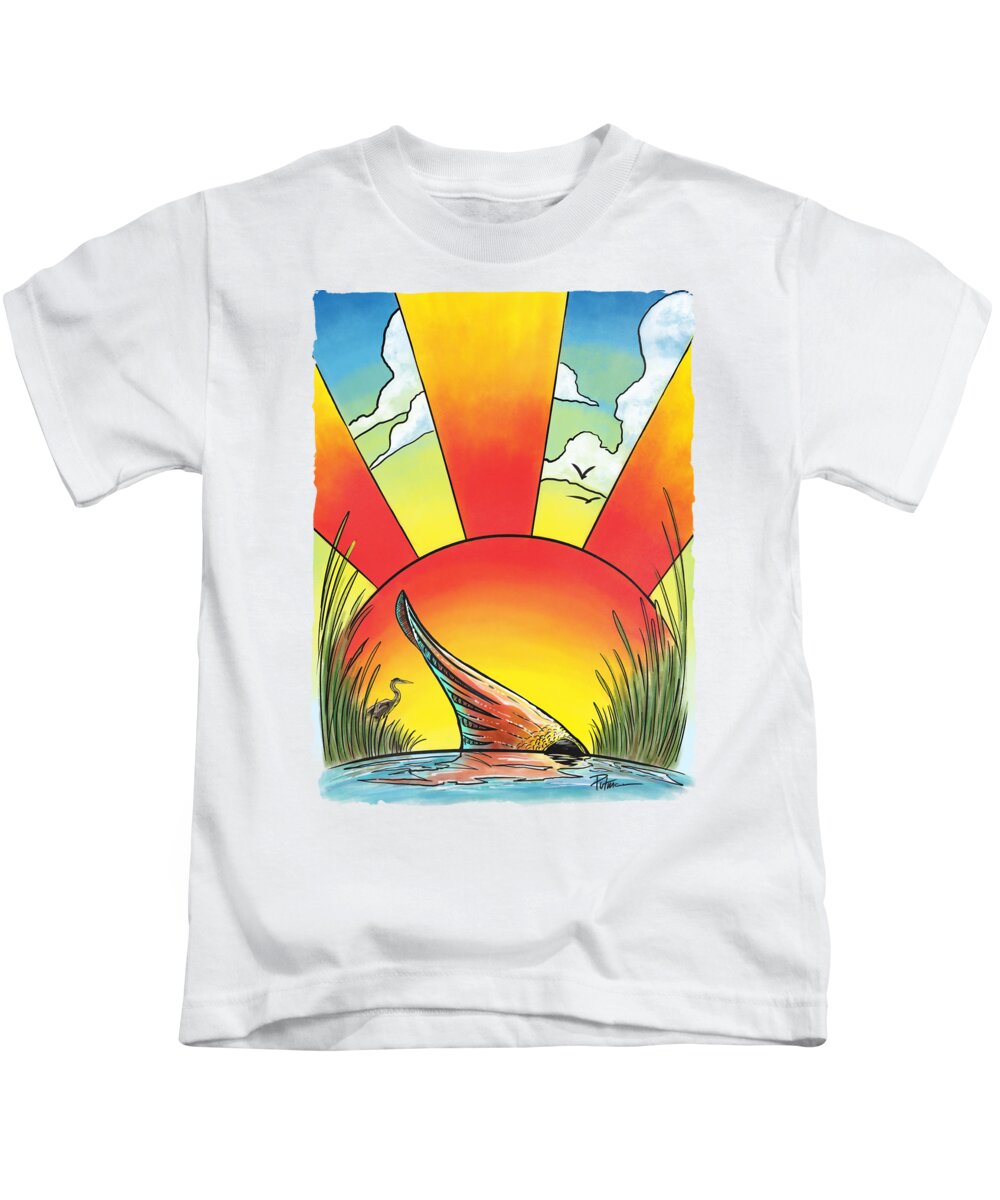 Redfish Kids T-Shirt featuring the digital art The Backcountry by Kevin Putman