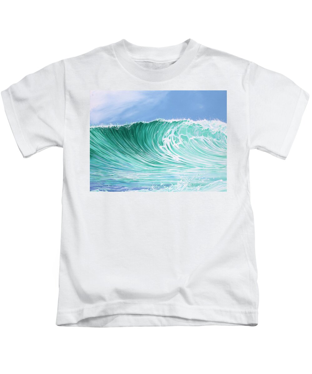 Wave Art Kids T-Shirt featuring the painting The Falls by William Love