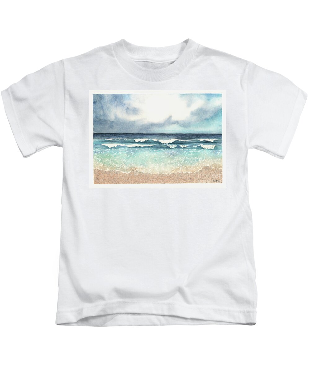 Beach Kids T-Shirt featuring the painting The Forecast for Today by Hilda Wagner