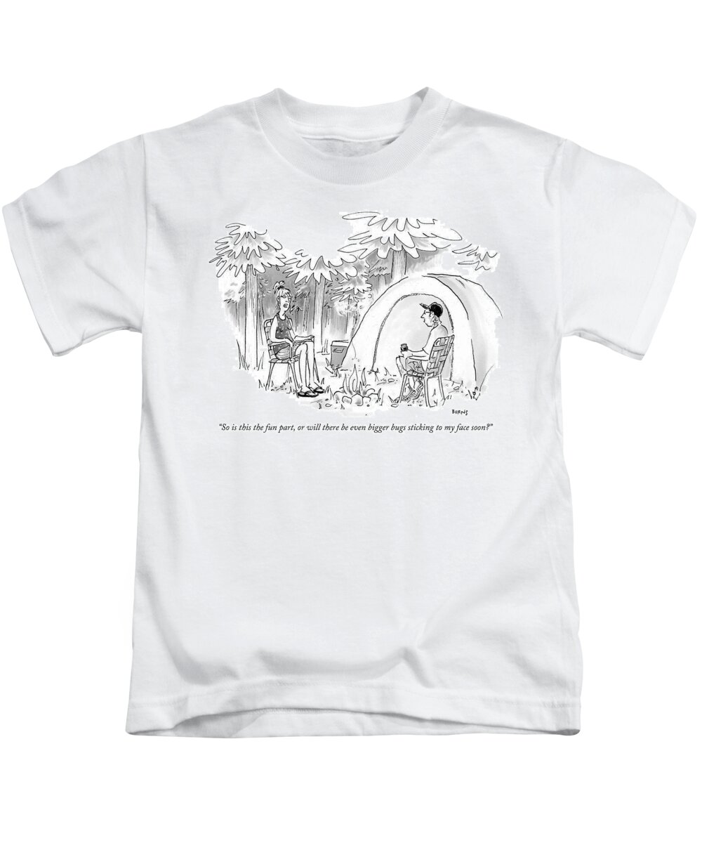 So Is This The Fun Part Kids T-Shirt featuring the drawing The Fun Part by Teresa Burns Parkhurst