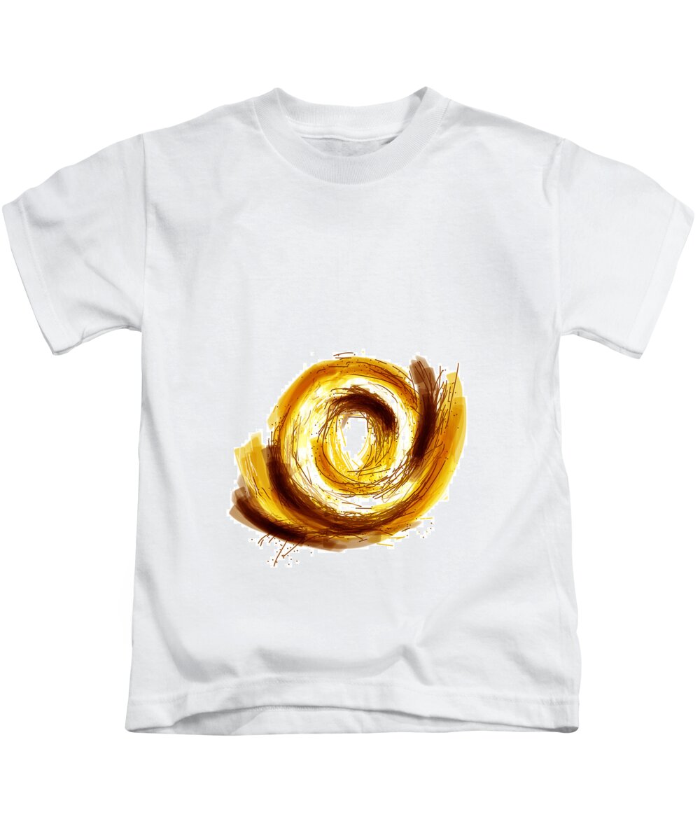 Gold Kids T-Shirt featuring the digital art The Golden Donut by Ingrid Van Amsterdam