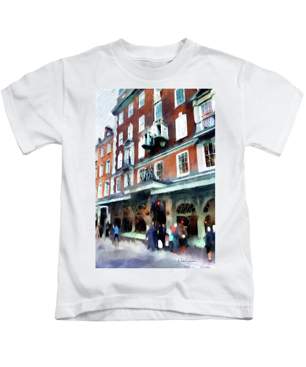 London Kids T-Shirt featuring the digital art The Grocer - Fortnum and Mason by Nicky Jameson