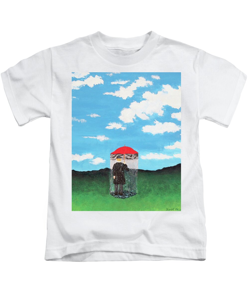 Magritte Kids T-Shirt featuring the painting The Rainmaker by Thomas Blood