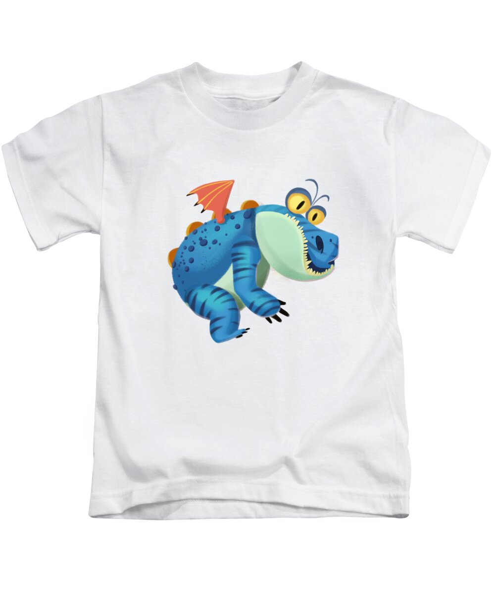 Card Kids T-Shirt featuring the painting The Sloth Dragon Monster by Next Mars