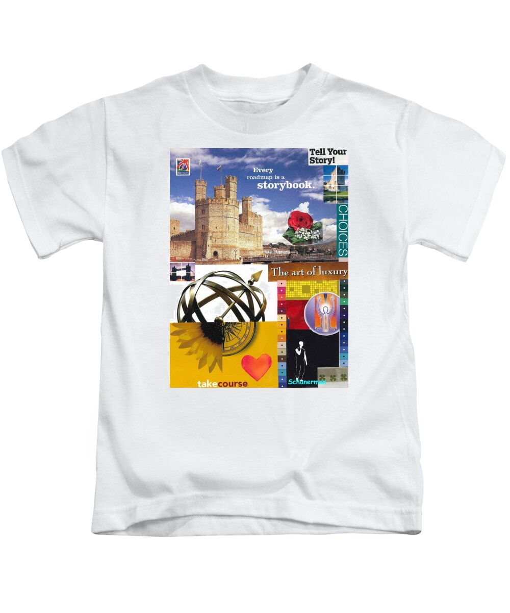 Collage Art Kids T-Shirt featuring the mixed media The Story of Life by Susan Schanerman