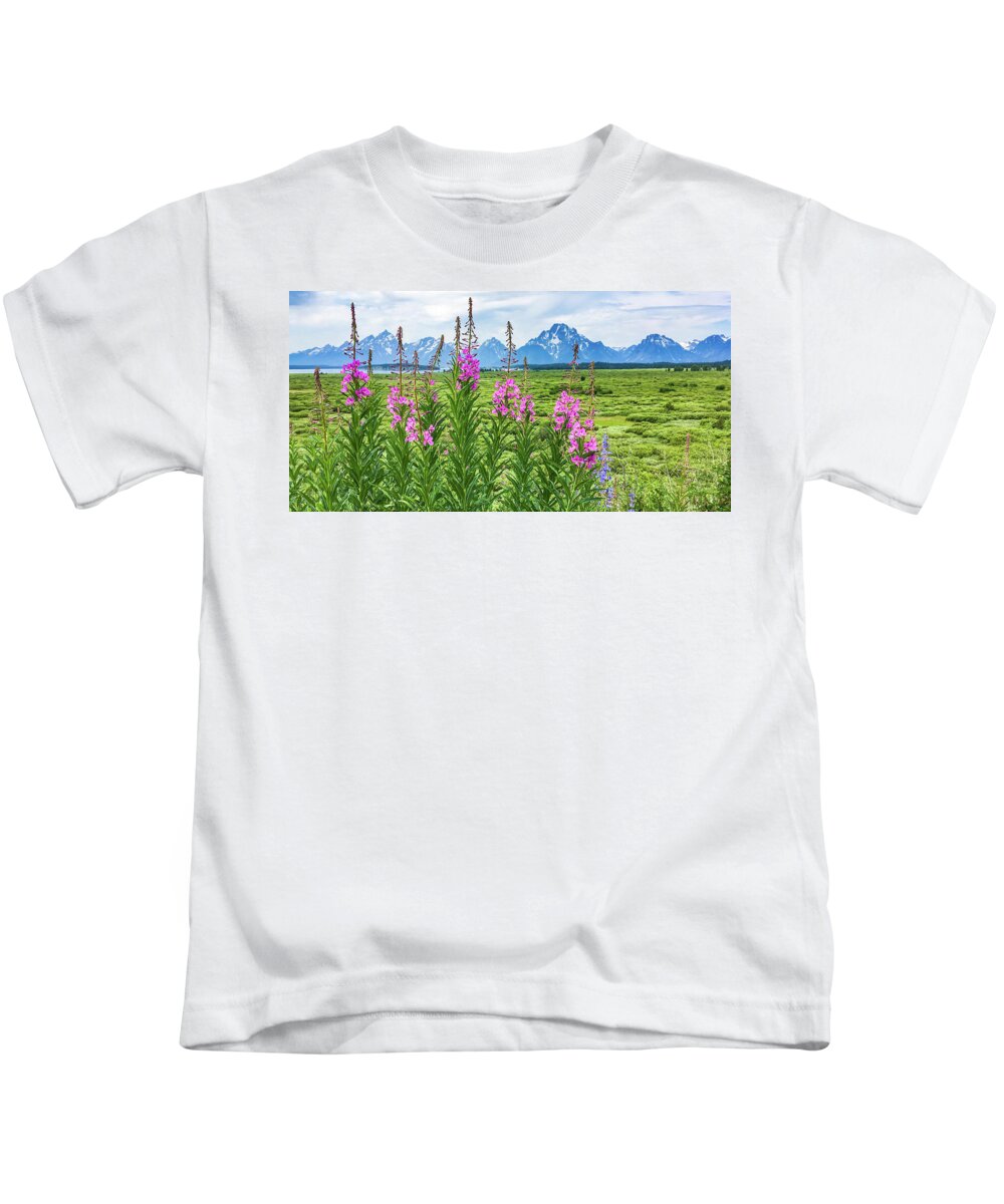 Grand Tetons Kids T-Shirt featuring the photograph The Tetons Are Grand by Lisa Lemmons-Powers