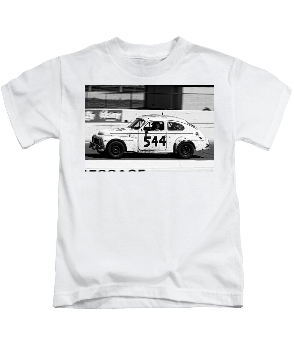 Sports Kids T-Shirt featuring the photograph The Tortoise -- 1963 Volvo PV544 at the 24 Hours of LeMons Race, Sonoma California by Darin Volpe