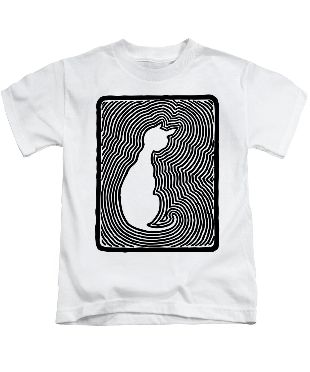 White Kids T-Shirt featuring the digital art The White Cat by Heidi De Leeuw