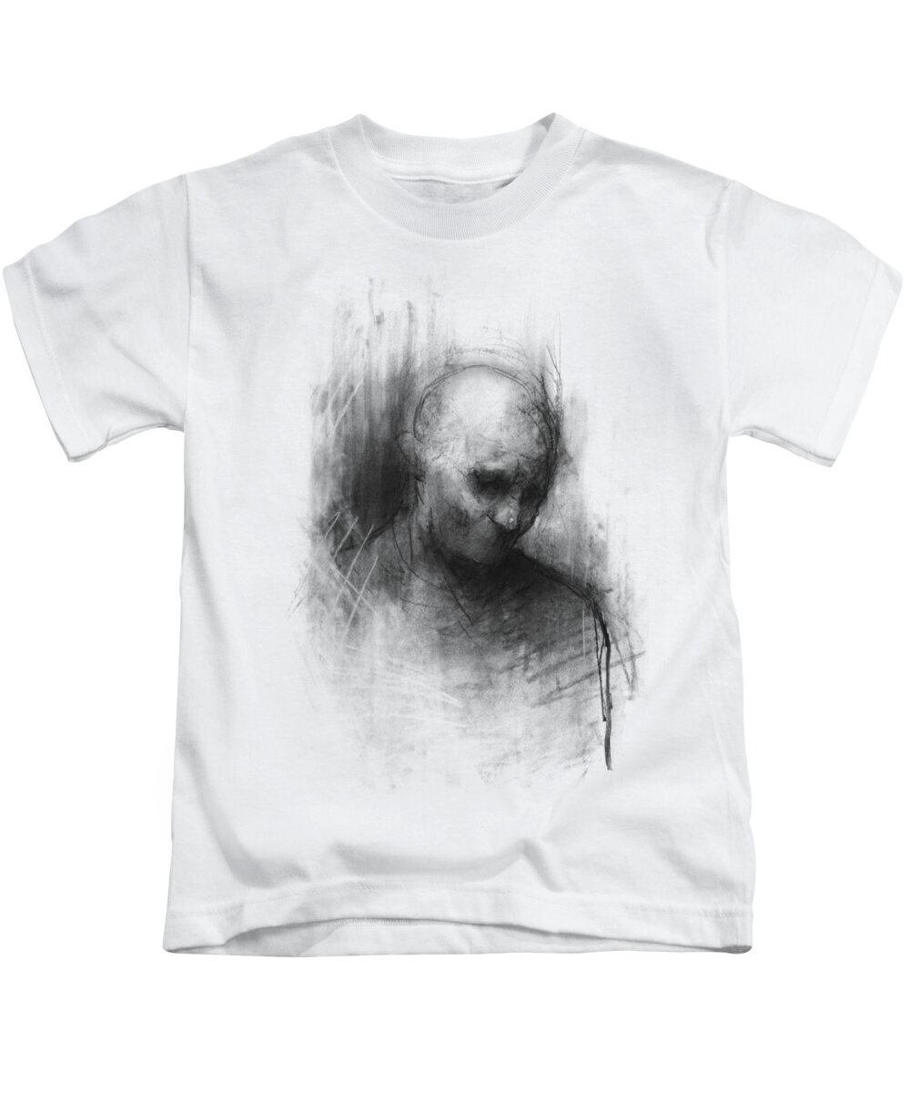 Portrait Kids T-Shirt featuring the drawing Thinker II by Bruno M Carlos