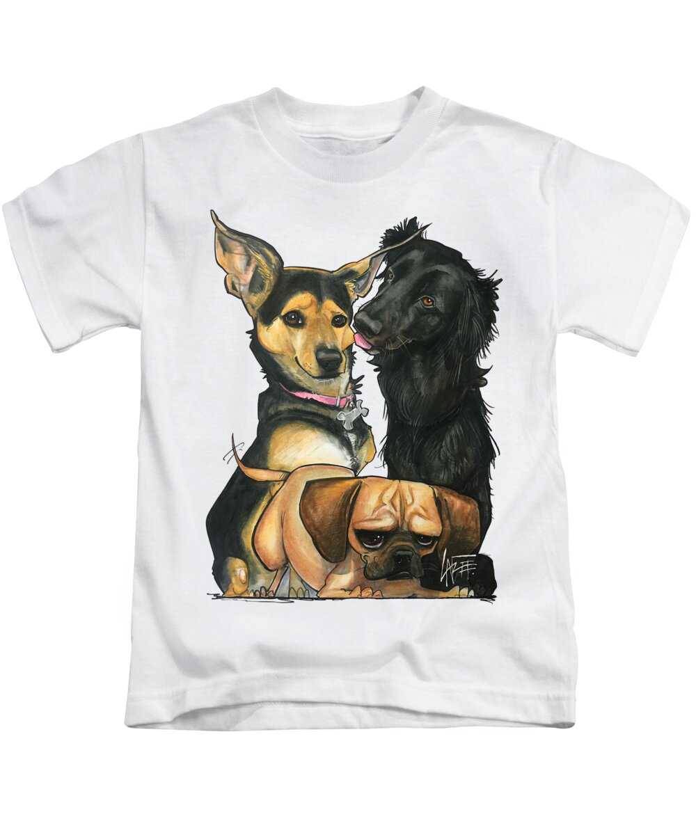 Thompson 3932 Kids T-Shirt featuring the drawing Thompson 3932 by Canine Caricatures By John LaFree