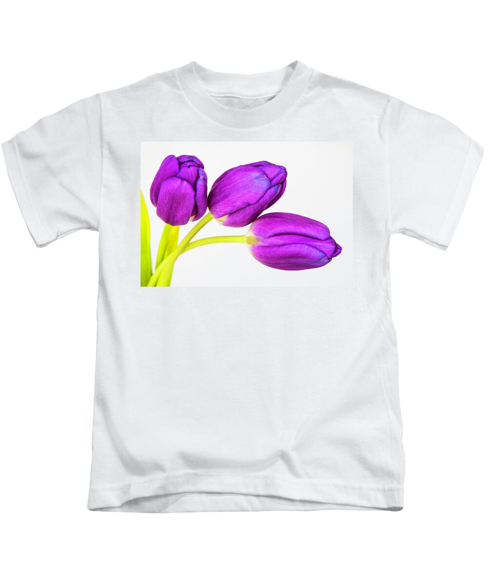 Photographic Art Kids T-Shirt featuring the photograph Three Tulips by John Roach