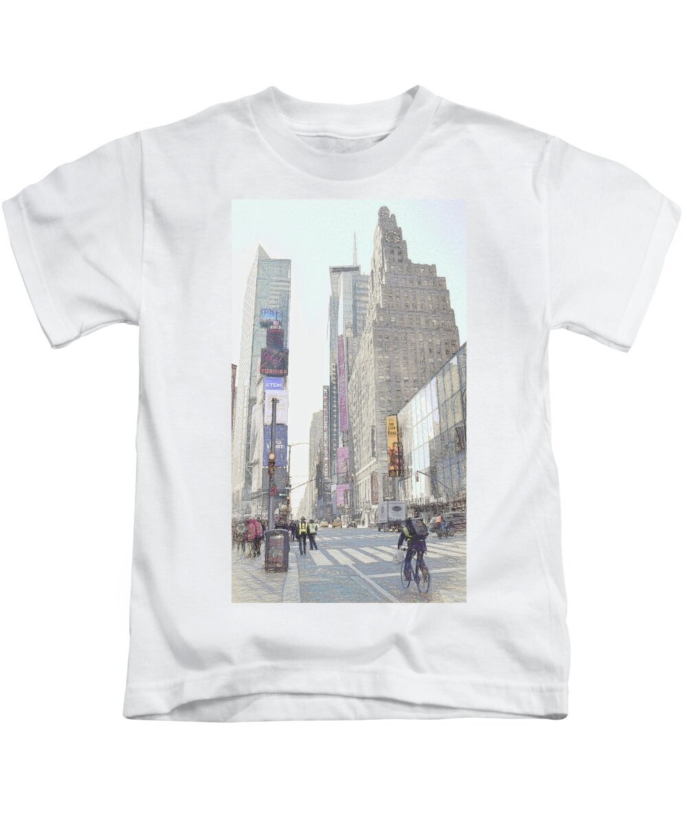 Times Square Kids T-Shirt featuring the photograph Times Square Street Scene by Dyle Warren