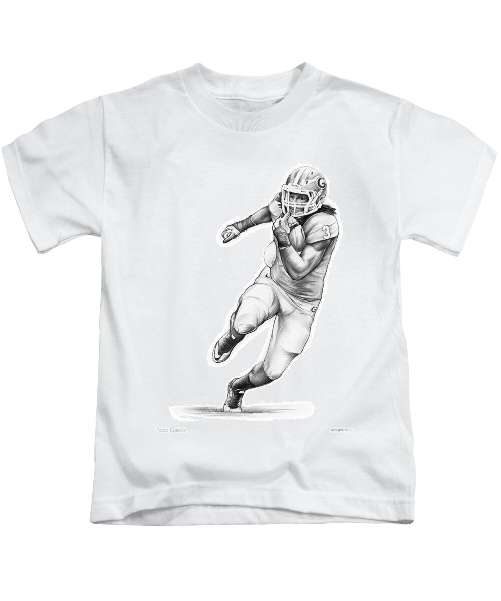 Todd Gurley Kids T-Shirt featuring the drawing Todd Gurley by Greg Joens