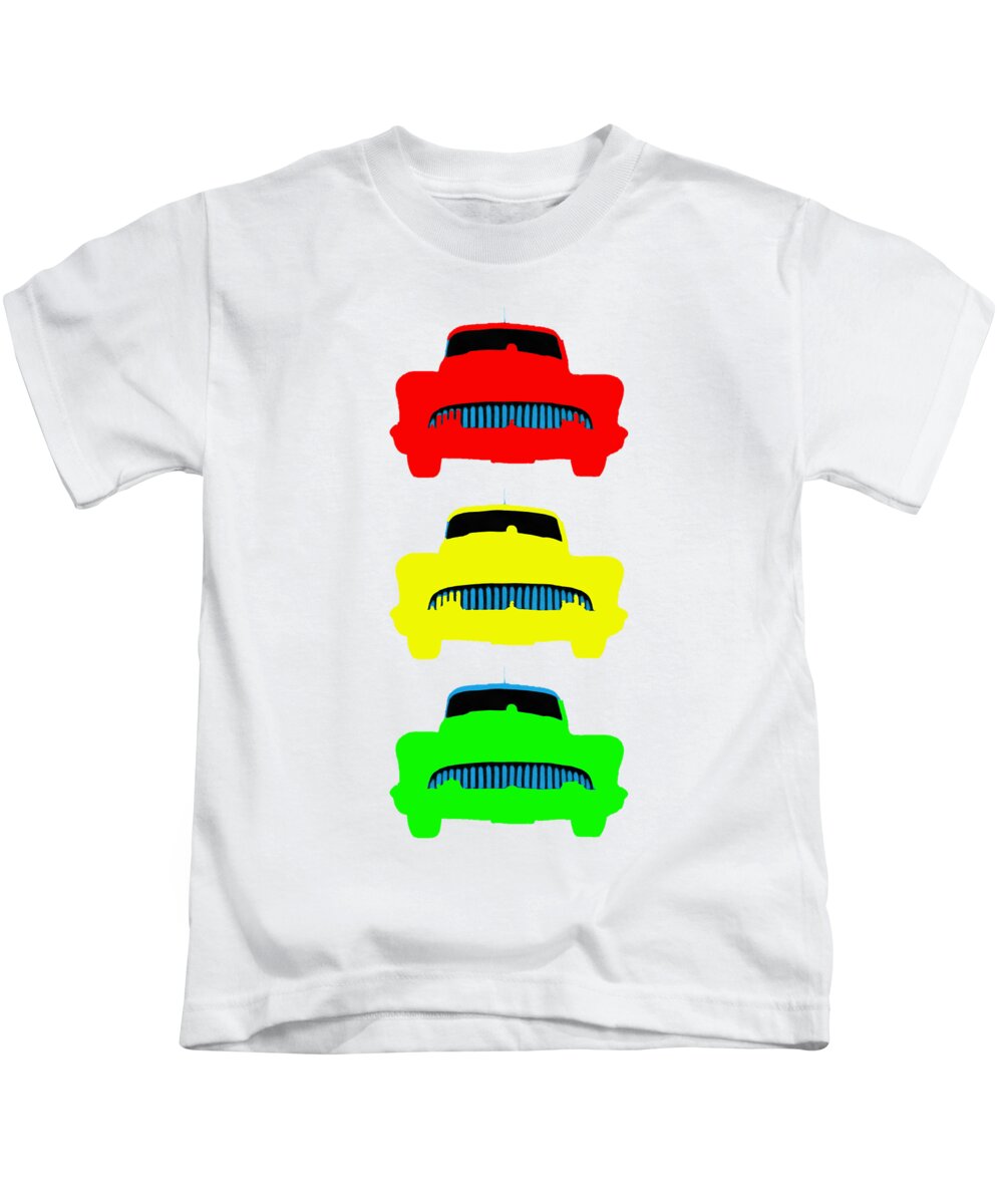 Design Kids T-Shirt featuring the painting Traffic Light Cars Phone Case by Edward Fielding