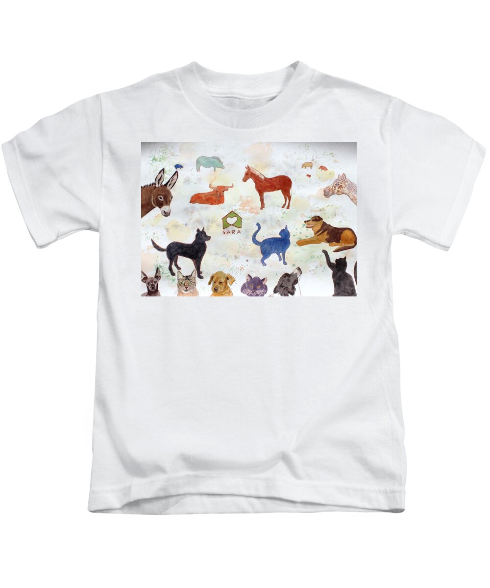 Horse Kids T-Shirt featuring the painting Tribute to Tracy by Vera Smith