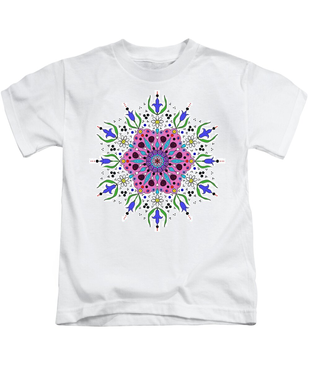 Abstract Kids T-Shirt featuring the digital art Tulip and Daisy tile by Debra Baldwin