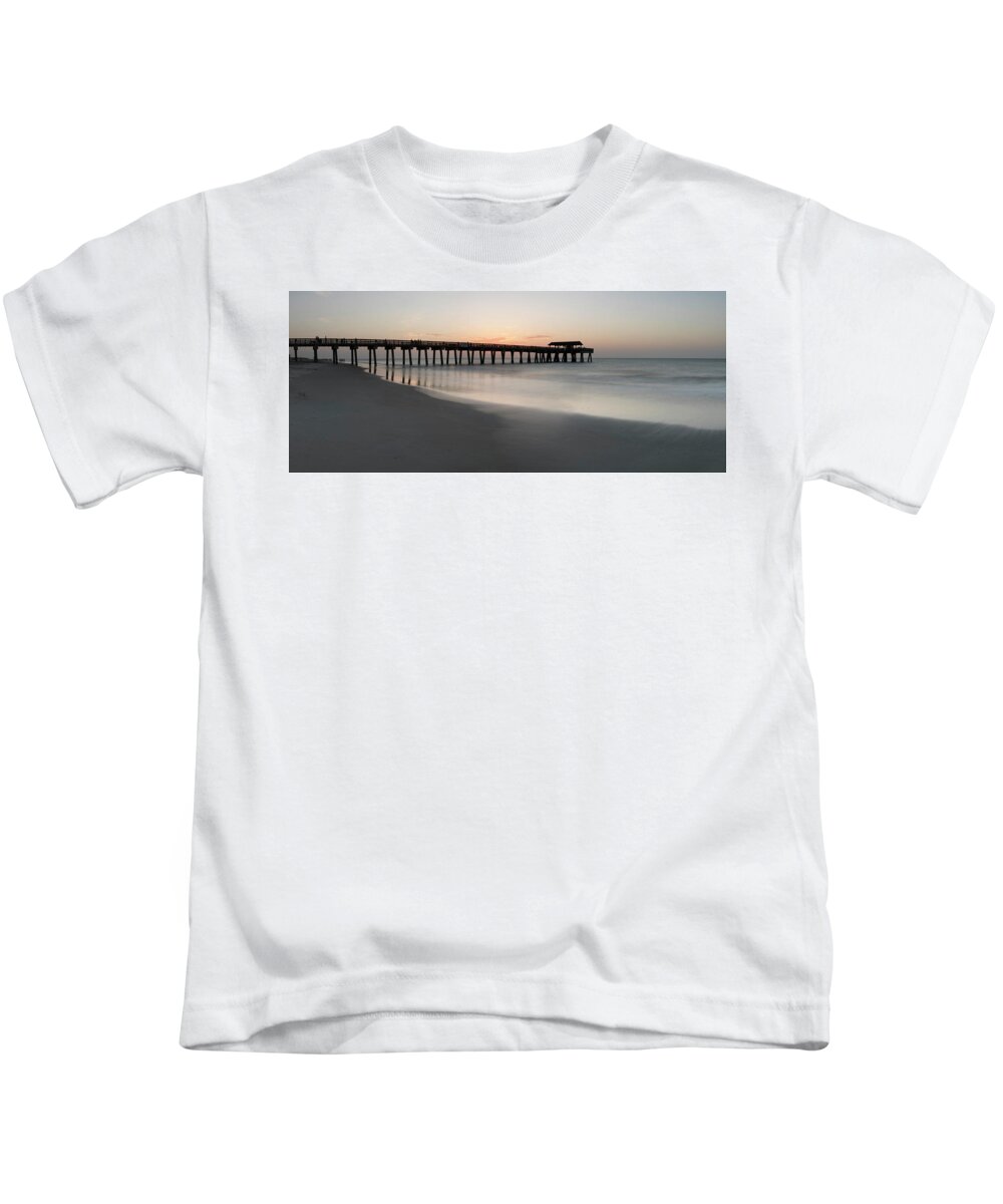 Tybee Beach Kids T-Shirt featuring the photograph Tybee Island Pano by Ray Silva