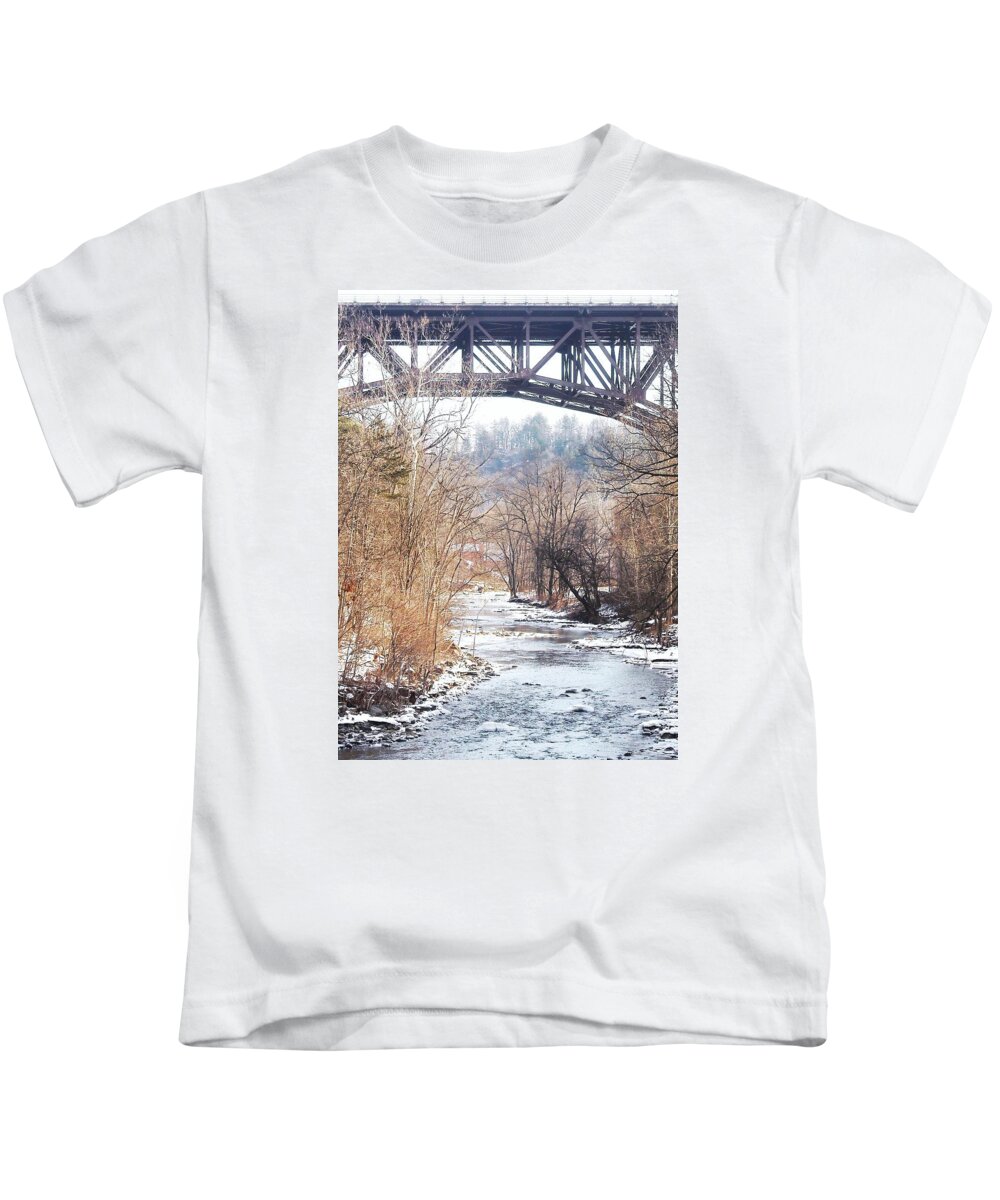 Catskill Creek Kids T-Shirt featuring the photograph Under the Arch by Ellen Levinson