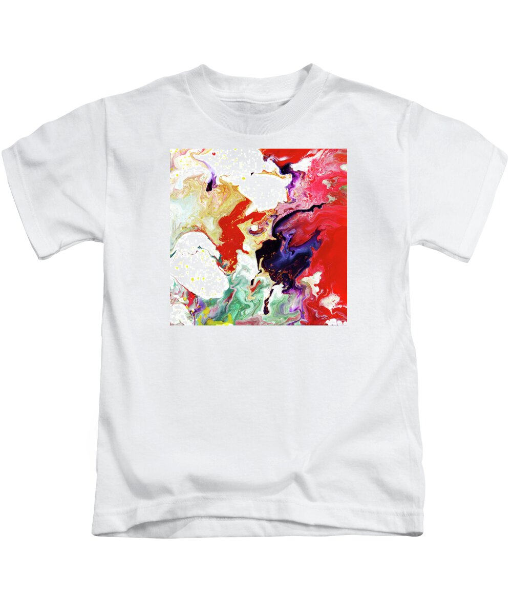 Abstract Kids T-Shirt featuring the mixed media Untitled Firsts by Meghan Elizabeth