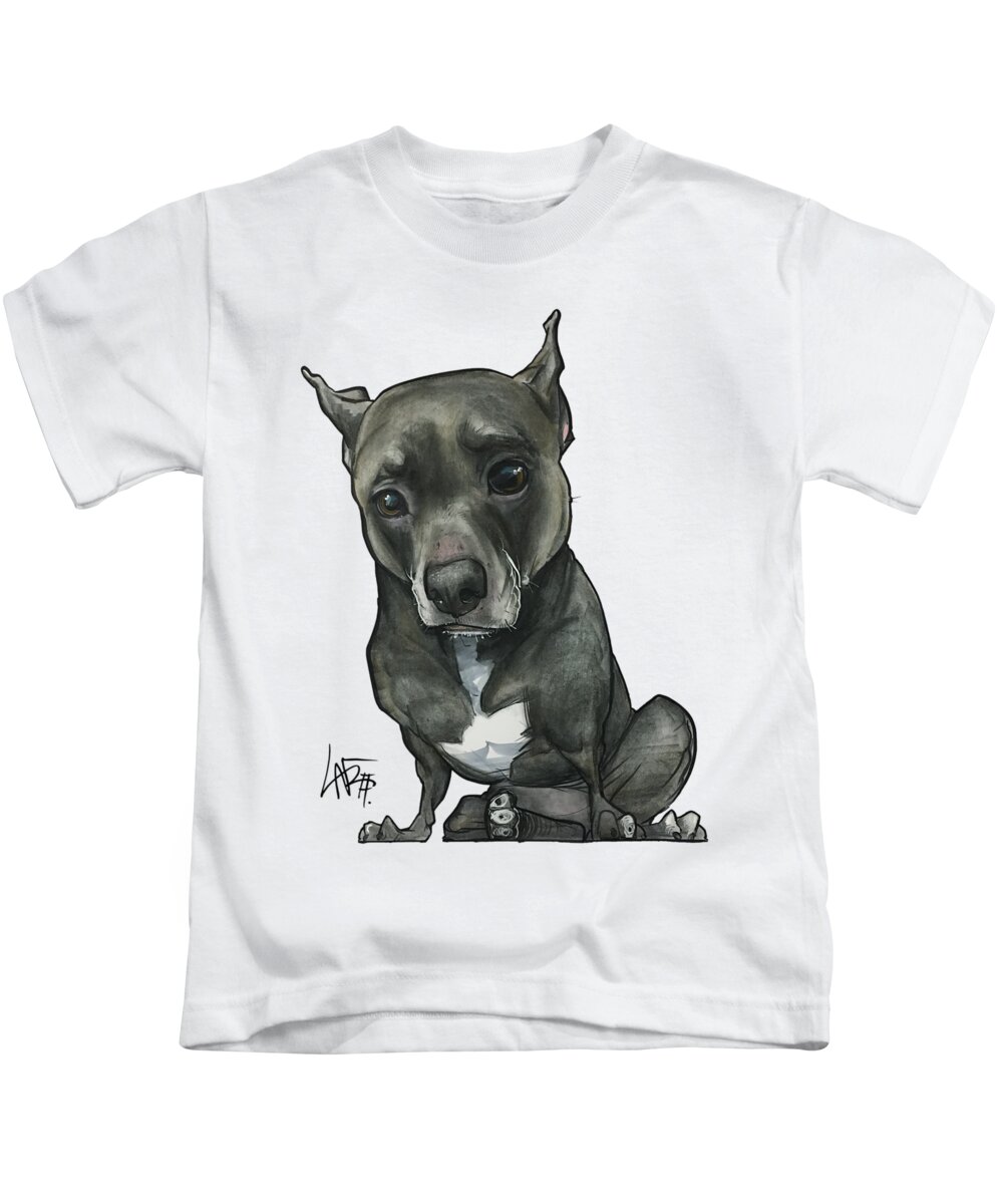 Pet Portrait Kids T-Shirt featuring the drawing Valentine 3344 by John LaFree