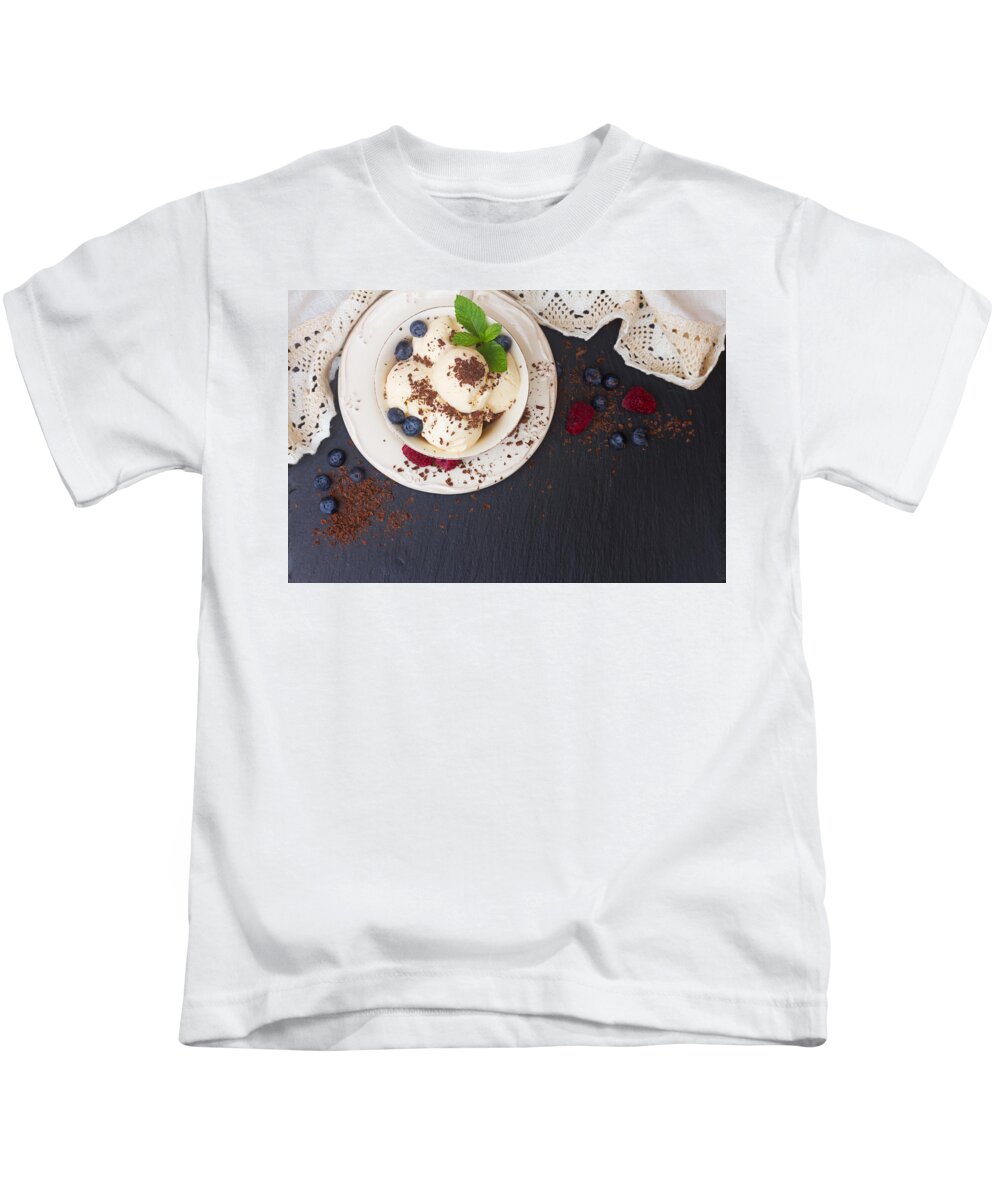 Ice Kids T-Shirt featuring the photograph Vanilla Ice Cream by Anastasy Yarmolovich