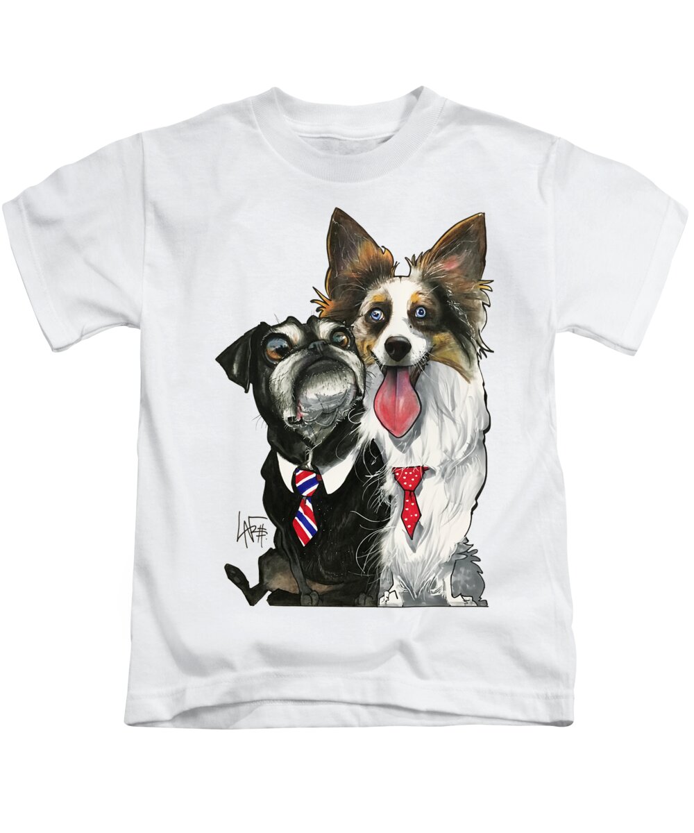 Pet Portrait Kids T-Shirt featuring the drawing Vannostrand 7-1484 by John LaFree