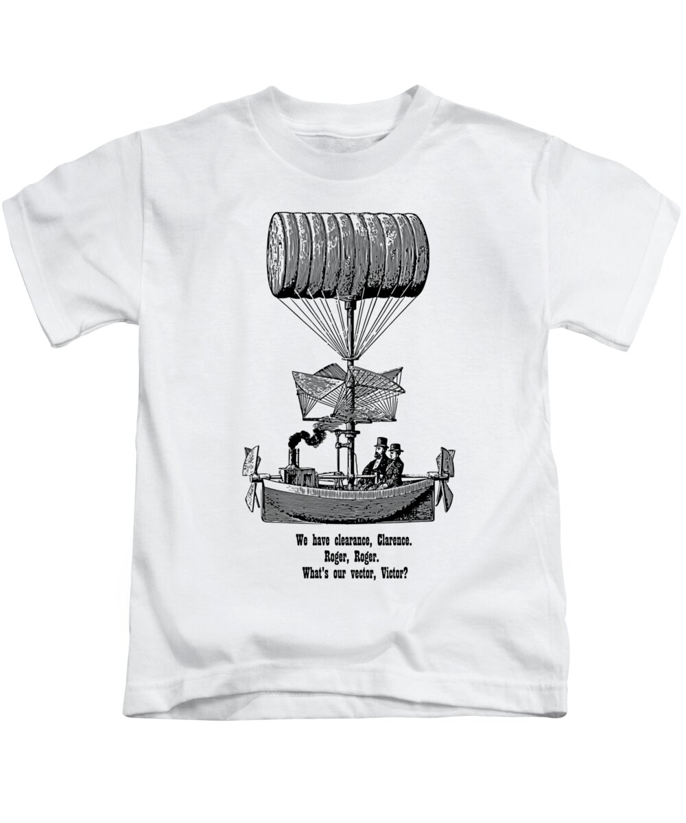 Airship Kids T-Shirt featuring the digital art Vector Victor Vintage Airship by Barbara St Jean