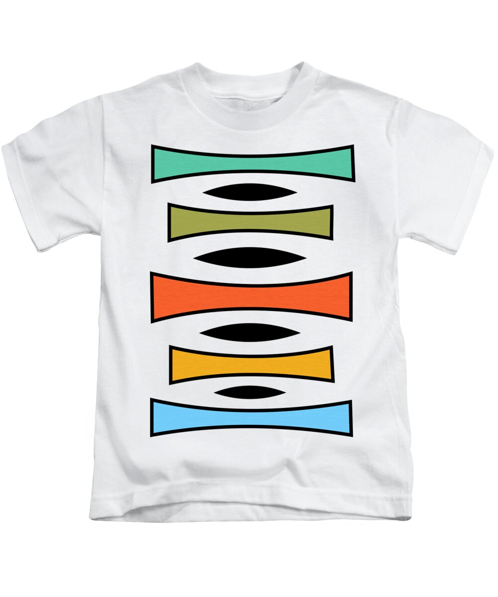 Mid Century Modern Kids T-Shirt featuring the digital art Vertical Trapezoids by Donna Mibus