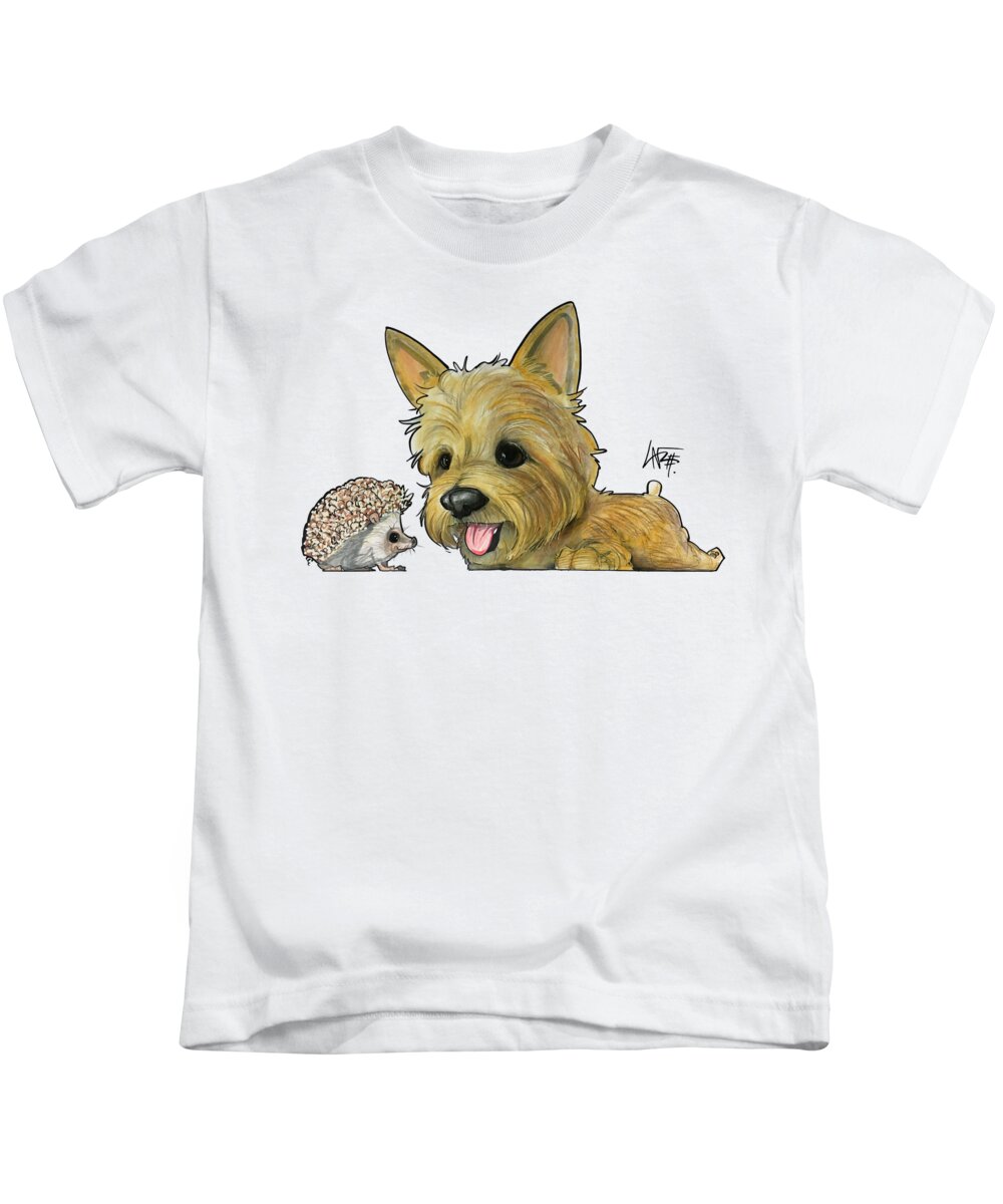 Pet Portrait Kids T-Shirt featuring the drawing Vicklund 3342 by Canine Caricatures By John LaFree