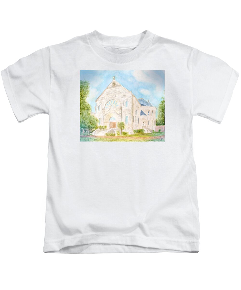 Monastery Kids T-Shirt featuring the painting Visitation Monastery Mobile Alabama by Jerry Fair