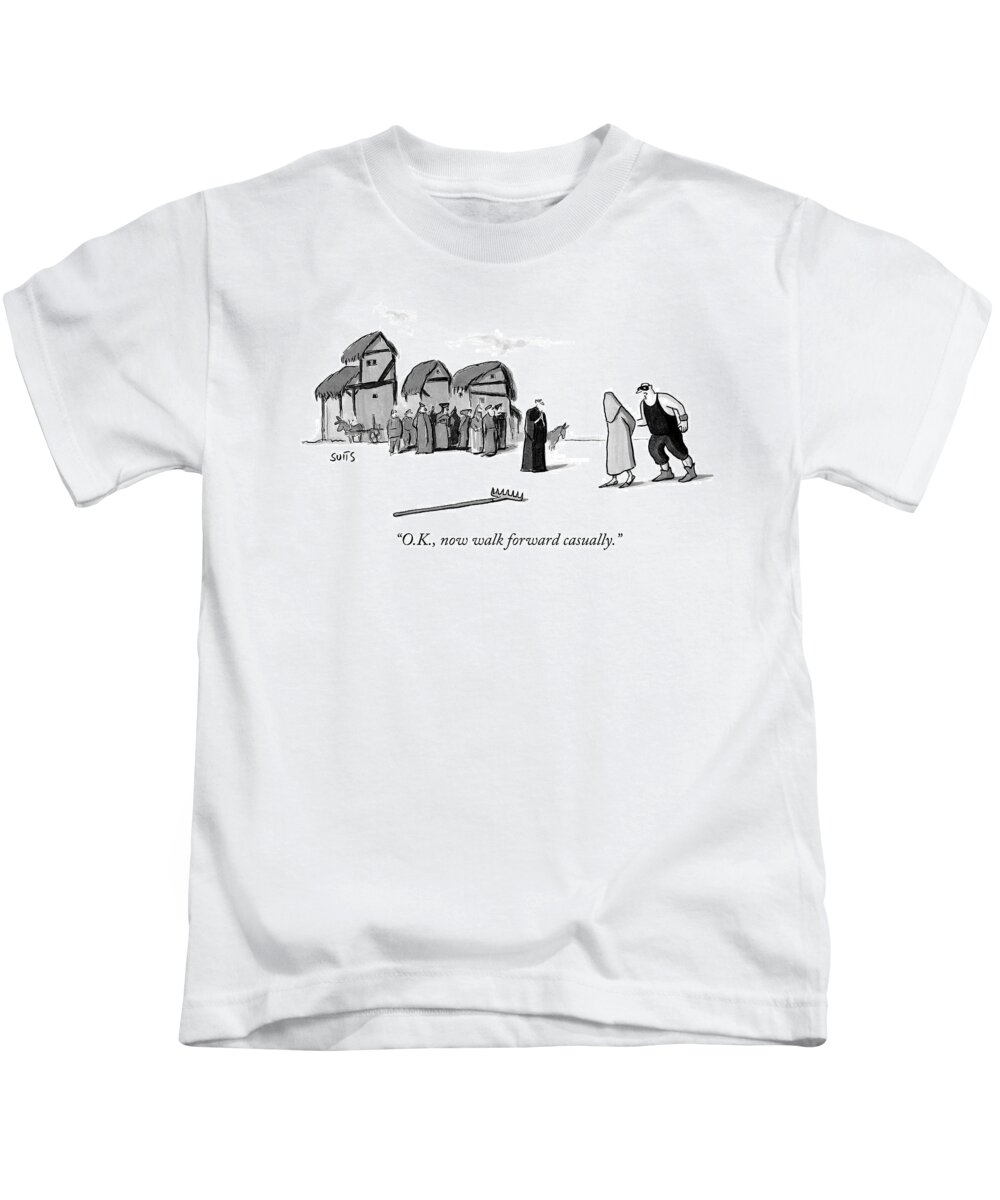 O.k. Kids T-Shirt featuring the drawing Walk Forward Casually by Julia Suits