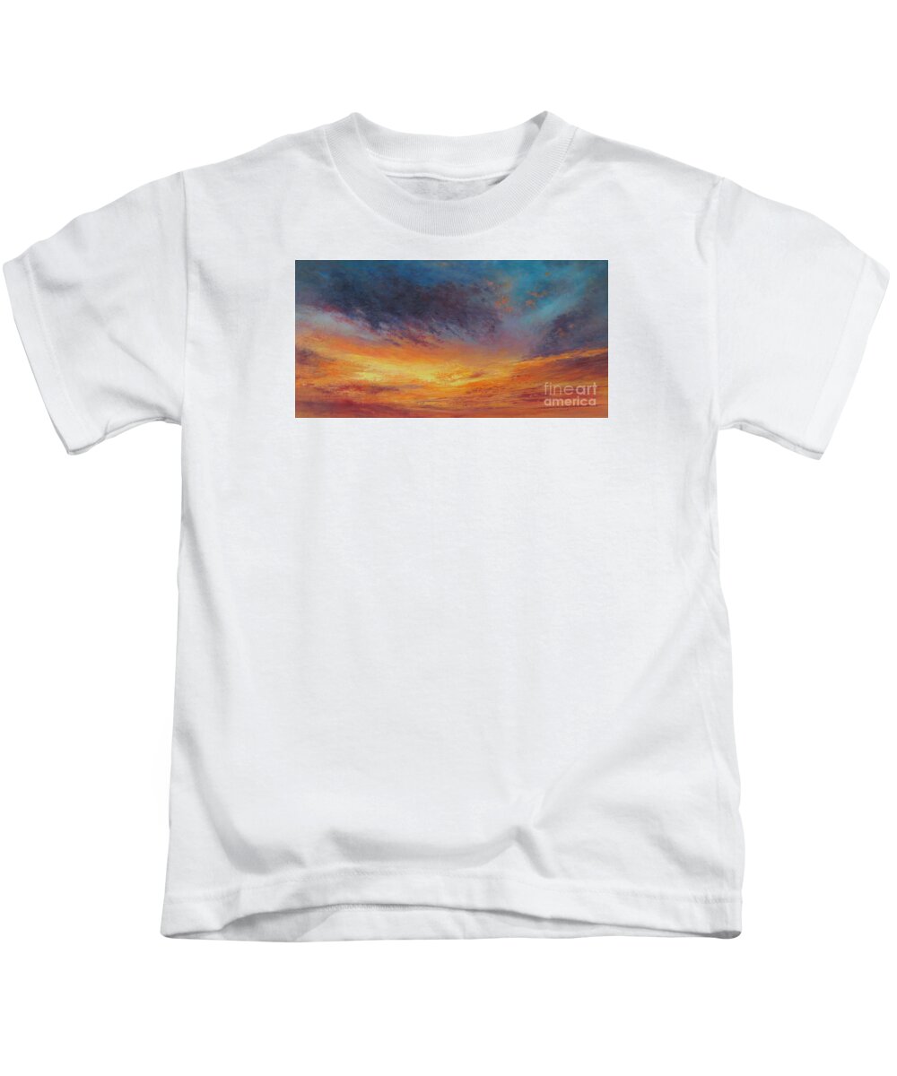 Sunset Sky Kids T-Shirt featuring the painting Warm Embrace by Valerie Travers