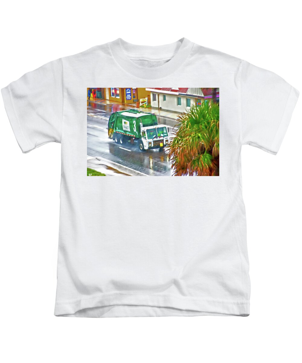 Waste Disposal Kids T-Shirt featuring the photograph Waste Disposal Truck on Rainy Day by Gina O'Brien