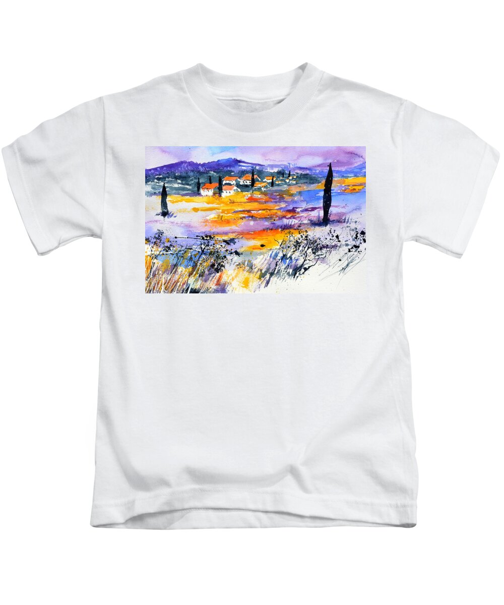 Landscape Kids T-Shirt featuring the painting Watercolor Provence 5170 by Pol Ledent