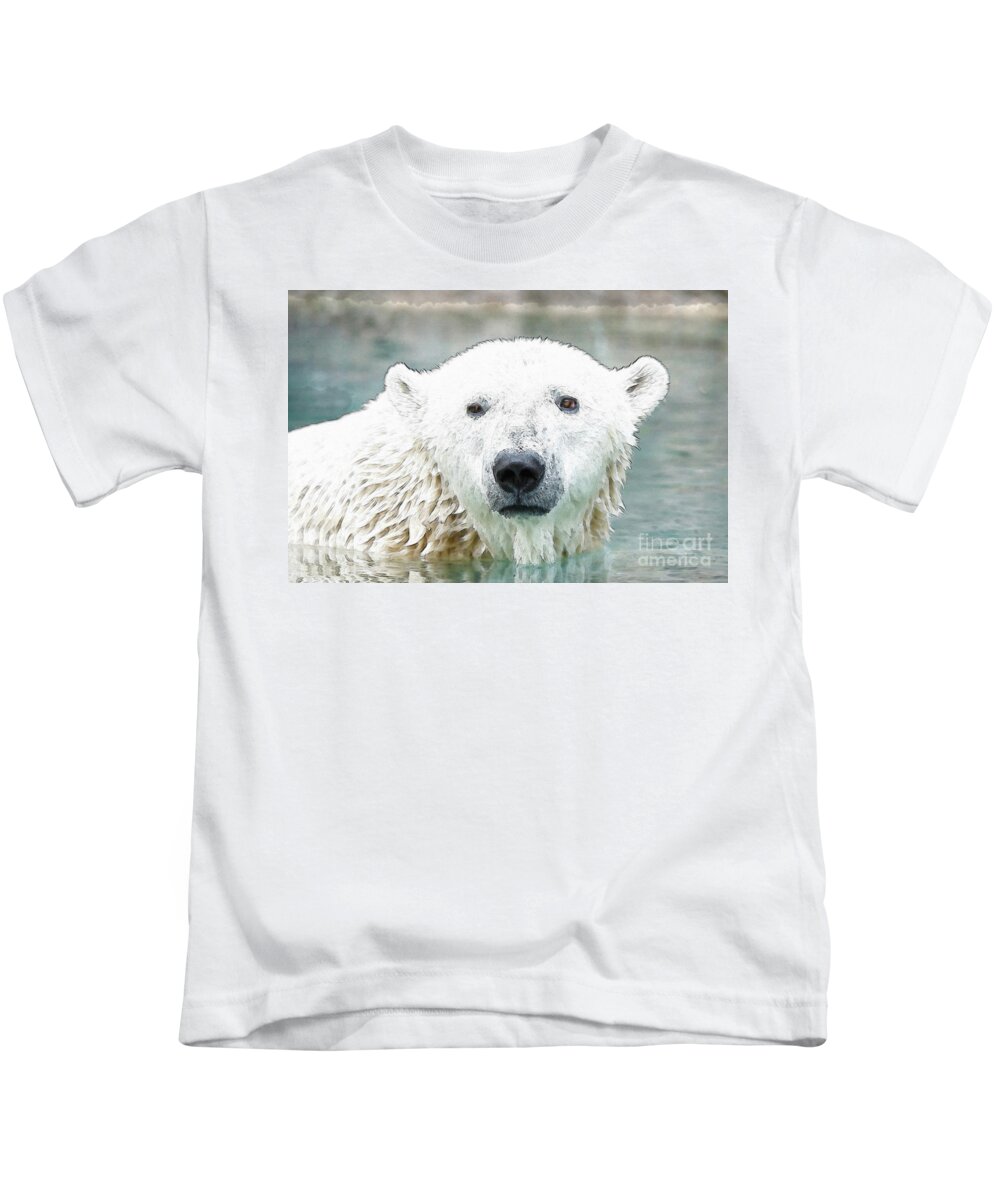 Cincinnati Zoo Kids T-Shirt featuring the photograph Wet Polar Bear by Ed Taylor