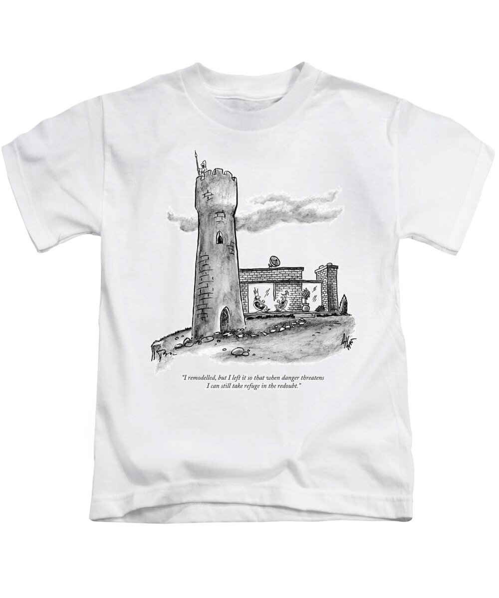i Remodeled Kids T-Shirt featuring the drawing When danger threatens I can still take refuge in the redoubt by Frank Cotham
