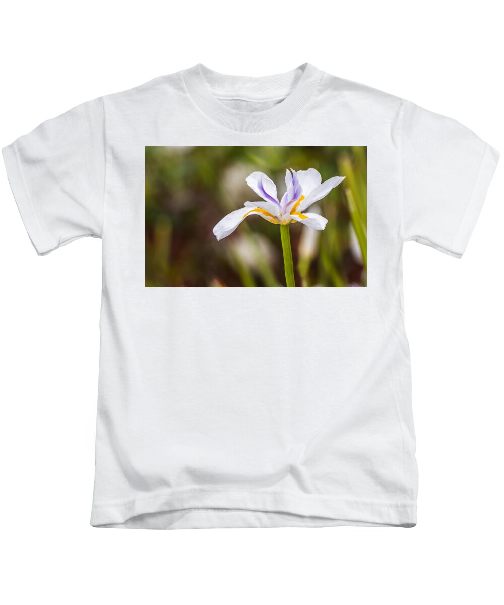 Iris Kids T-Shirt featuring the photograph White Beardless Iris by Ed Clark