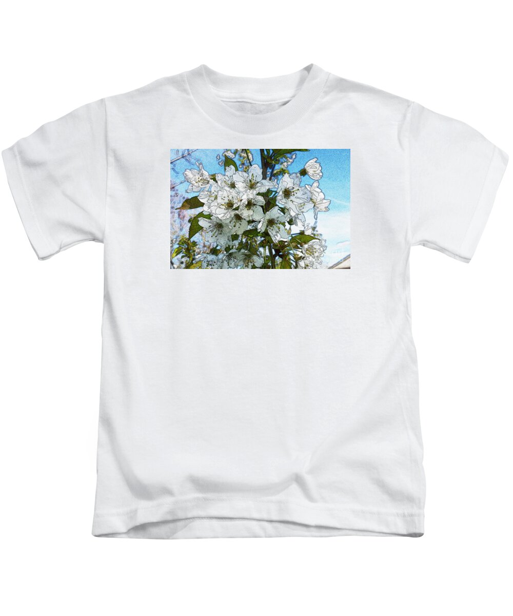 Bloom Kids T-Shirt featuring the photograph White Flowers - Variation 1 by Jean Bernard Roussilhe