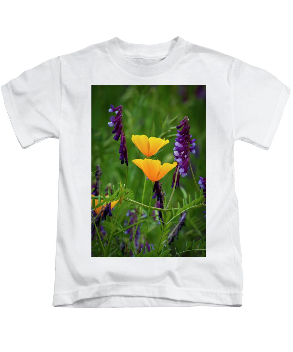 California Kids T-Shirt featuring the photograph Wildflower Frame Two Poppies by Doug Holck